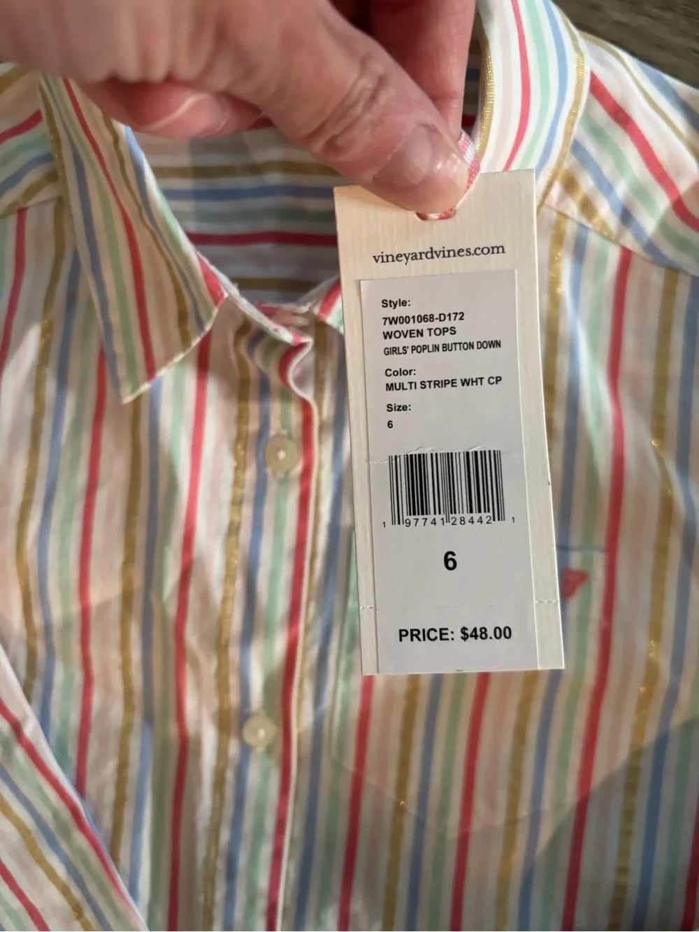 Vineyard Vines Girls Size 6 Poplin Button Down Shirt Long Sleeve Striped
